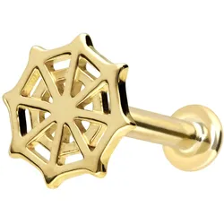 14 Karat Gold Labret mit Innengewinde SPINNENNETZ