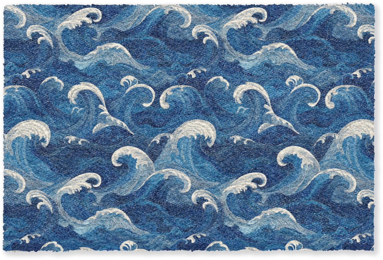 MuchoWow Deurmat Japans Golven Oceaan Blauw - Breedte: 180 cm, Diepte: 120 cm