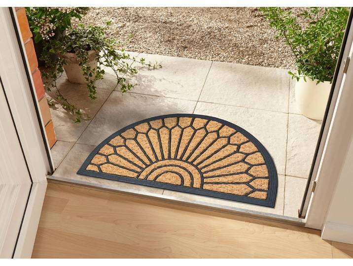 Paillasson fibre coco Geometric Ornament 75 x 45cm Beige