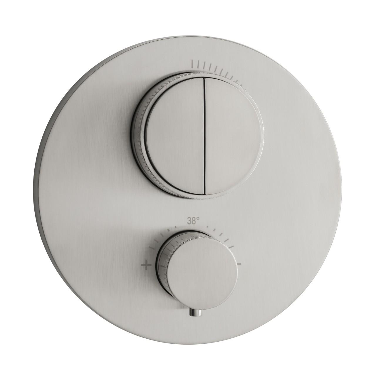 Herzbach PUSH Thermostat-Batterie LIVING iX 2 Verbraucher rund rund Edelstahl, 17.803050.1.09 17.803050.1.09