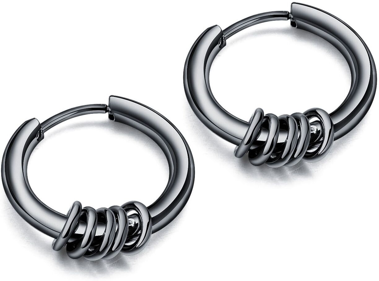Paar Creolen FIRETTI "Schmuck Geschenk Circles", schwarz, Ohrringe, Damen, 15mm, Edelstahl, Paar Creolen, Einhänger abnehmbar schwarz 15mm, Edelstahl