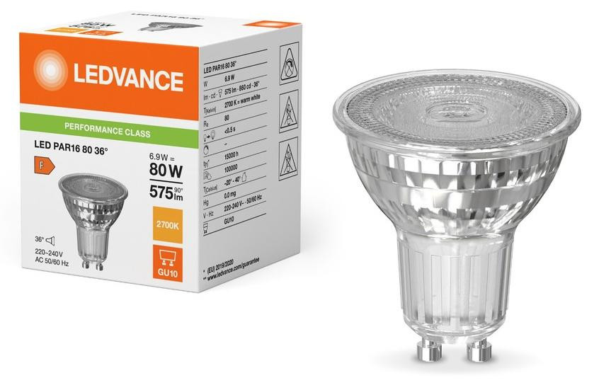 Ledvance LED-reflector PAR16 GU10 827 6,9-80W 36 graden