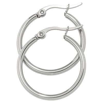 Paar Creolen JOBO, silber (edelstahlfarben), Ohrringe, Damen, 24mm, Edelstahl, rund Edelstahl