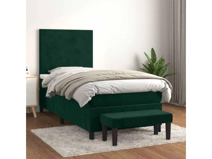 RJPLMFV Komplettes Bett, 80 x 200 cm, Lattenrost und Matratze, Velours, Grün