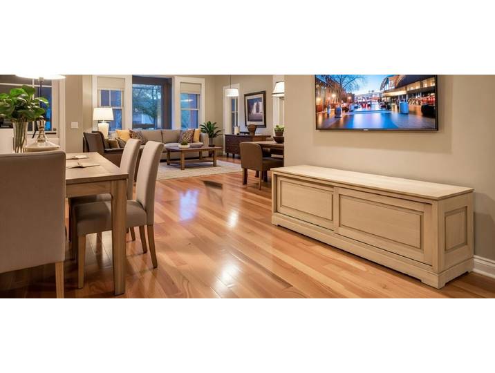 Meuble TV lisse Pin massif brossé Beige/Marron/Pin clair 166cm