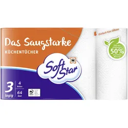 Soft Star Küchenrollen Das Saugstarke 3-lagig, 4 Rollen