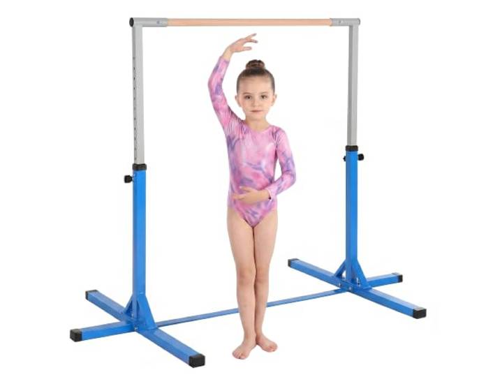 HOMCOM Gymnastikstange für Kinder Höhenverstellbar für 3+ Kinder Blau