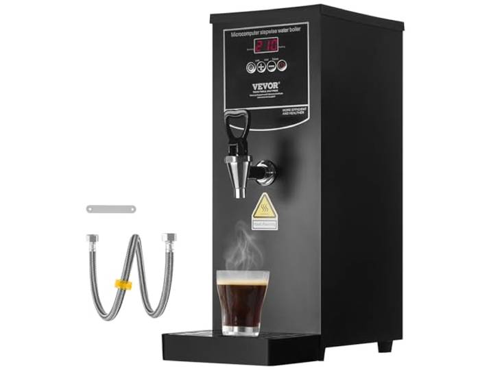VEVOR Gewerblicher Heißwasserspender 10 L, 1,5 kW Wasserkocher Elektrisch mit Heizrohr aus Edelstahl 316, Stufenweise Schnellaufheizung 50 L/h Heißwasserbereiter für Cafés Teestuben Restaurants Büros