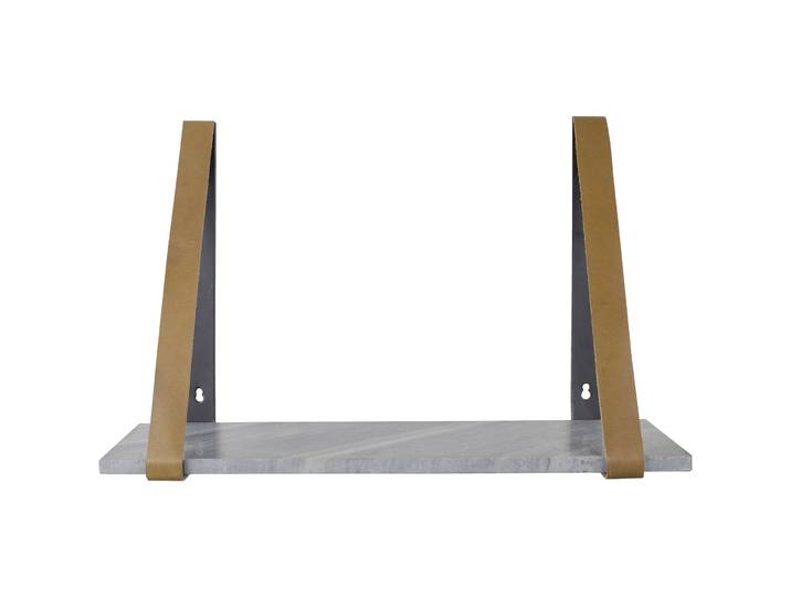 Wandregal Wally grau Eisen/Echtleder/Marmor B 50 cm - Wandregal