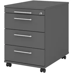 bümö Rollcontainer mit Schubladen, Container abschließbar aus Holz in graphit - Rollwagen für's Büro als Schreibtisch Unterschrank, Bürocontainer od.