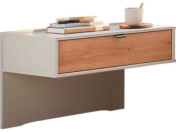 Nachtkonsole WIEMANN Asti , beige (champagner, dekor), B:60cm H:48cm T:43cm, Holzwerkstoff, Sideboards, Nachtkonsole, Schubkasten in Absetz-Farbton