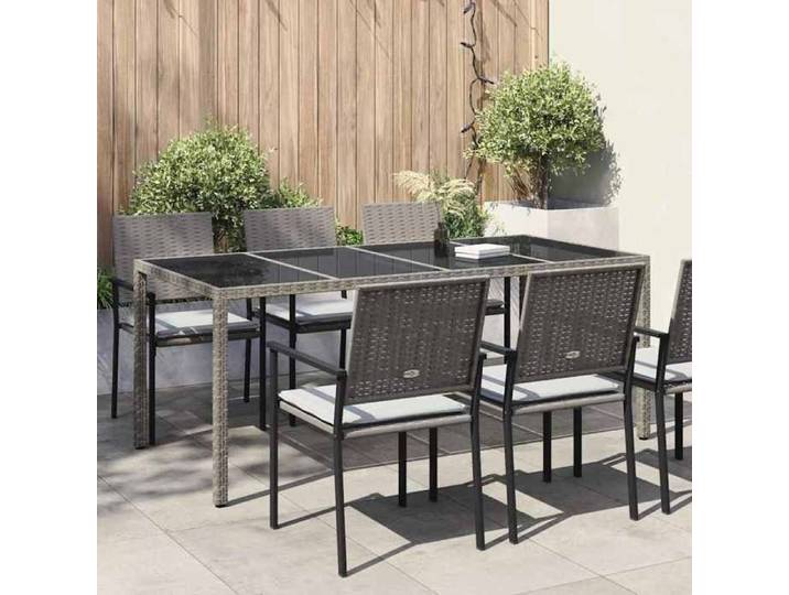 Automne/hiver  Gris Table de jardin pour repas Gris 190x90x75cm Poly rotin - Hauteur:75cm DEC2931927