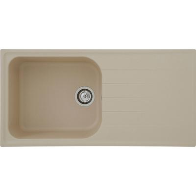 Einbauspüle RESPEKTA "ORLANDO100X50G", beige (natur), B:100cm T:50cm, Verbundwerkstoff, Küchenspülen