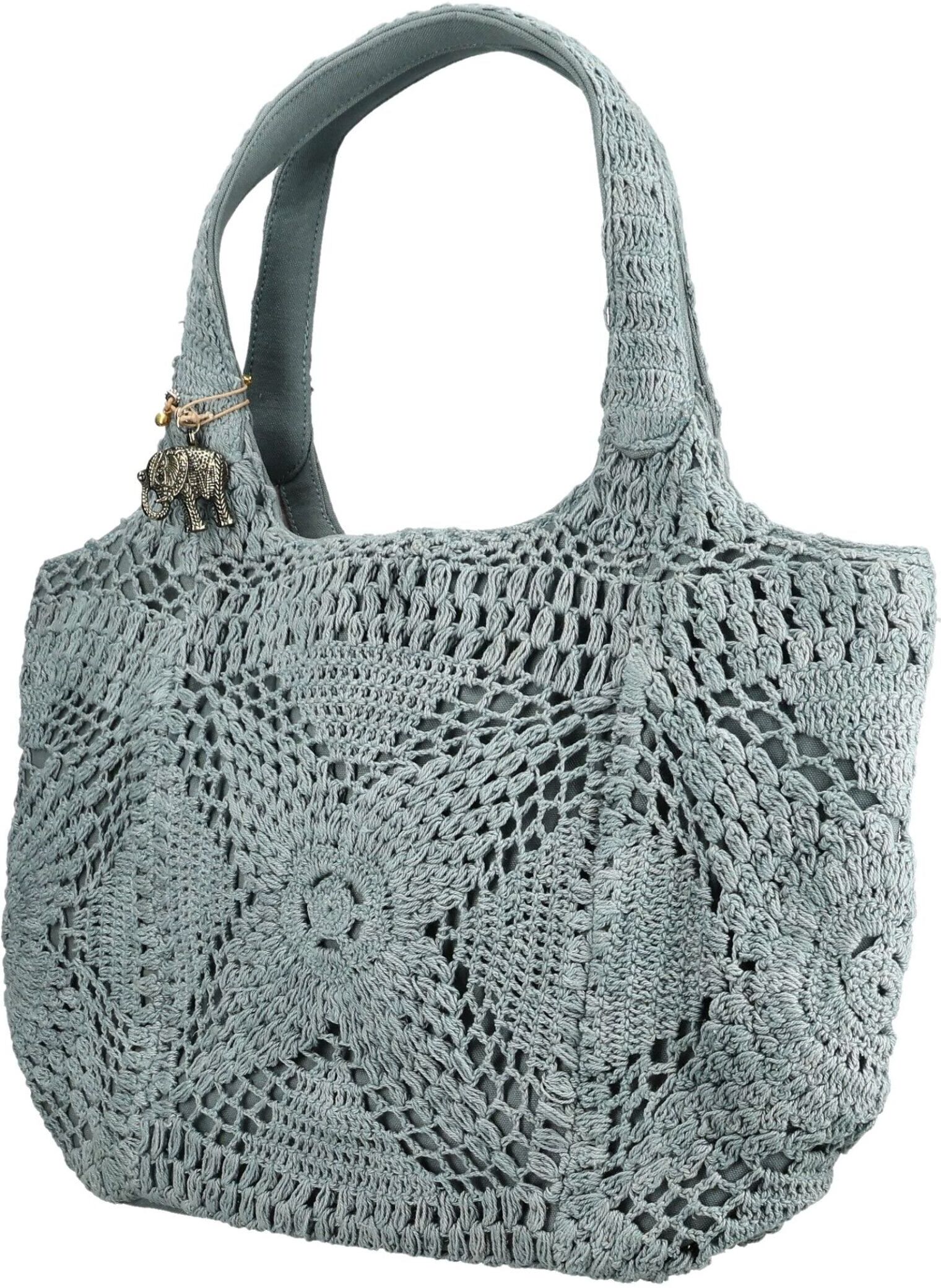 Shopper ANOKHI "ANOKHI Taschen Baumwolle", Damen, Gr. onesize, grau, Baumwolle, Taschen Shopper
