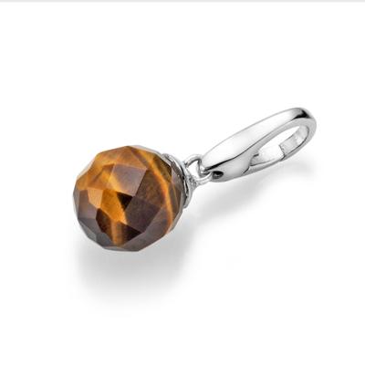 Charm Kugel "Tigerauge Kugel mit Symbolkraft, Silber 925", braun, GIORGIO MARTELLO MILANO, Charms, Damen, Silber 925 (Sterlingsilber)