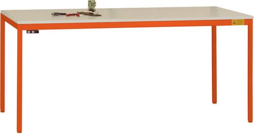 Manuflex LD1116.2001 ESD ESD-Arbeitstisch UNIDESK mit Kunststoffplatte, Gestell Rotorange RAL 2001, BxTxH = 2000 x 800