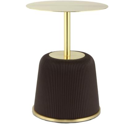 Beistelltisch KAYOOM "Jokai 325, Eisengestell, PU-Stoffbezug, praktische Ablagefläche", braun (braun, braun, gold), B:40cm H:55cm T:40cm, 100% Eisen, 100% PU, 100% MDF, Tische, Beistelltisch, elegant, feste Konstruktion, pflegeleicht, pflegeleicht