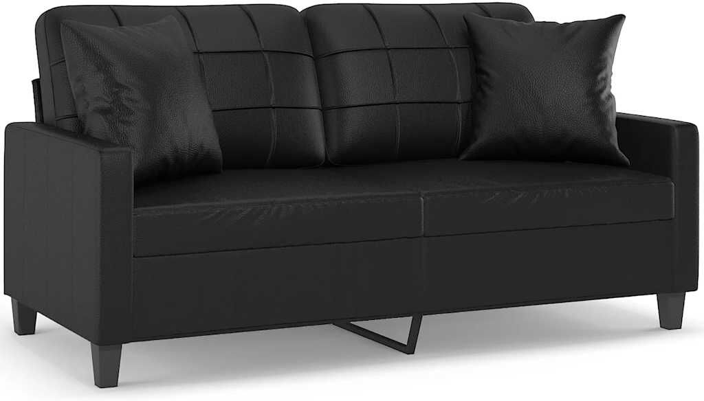 vidaXL Canapé 2 places avec oreillers décoratifs noir 140cm similicuir