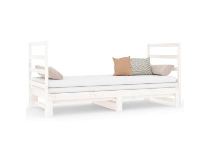 PUGYNBK Ausziehbares Schlafsofa, Weiß, 2-teilig, 90 x 190 cm Kiefer massiv, Lattenrost, einfache Handhabung, Rückenstütze, ideal für Gäste