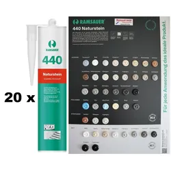 20 x Ramsauer 440 Naturstein 1K Silikon Dichtstoff 310ml Kartusche