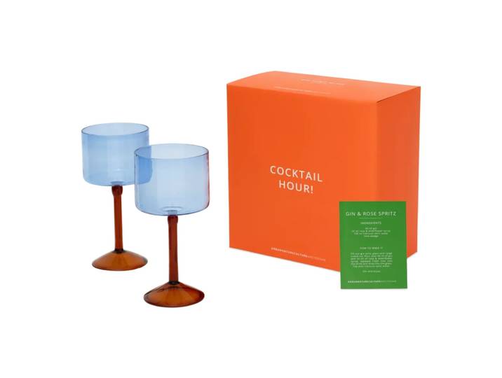 Lot de 2 verres à cocktail en verre bleu ø 10.5 * 21 cm