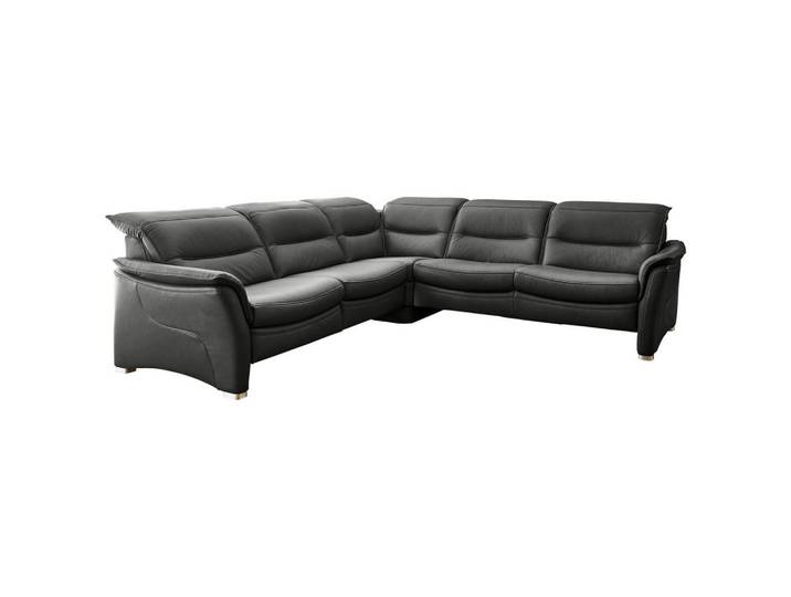 Valdera Ecksofa Valdera, Schwarz, Metall, Echtleder, Semi-Anilinleder, 4-Sitzer, L-Form, 277x277 cm, Goldenes M, Typenauswahl, Lederauswahl, Stoffauswahl, Sitzqualitäten, Hocker erhältlich, Rücken echt, Wohnzimmer, Sofas & Couches, Wohnlandschaften, Ecksofas