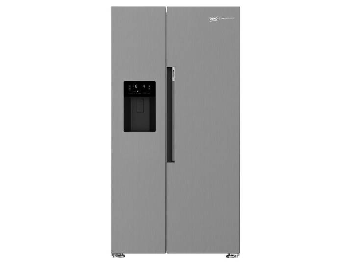 Beko Side-By-Side, Silberfarben, Metall, 5 Schublade(n) Schubladen, 91x179x70.5 cm, LED-Innenbeleuchtung, No-Frost, Temperaturanzeige, Flaschenrost, Innenraumbeleuchtung, LED-Display, Eiswürfelspender, Küchen, Küchenelektrogeräte, Kühl- & Gefrierschränke, Kühlschränke, Side-by-Side Kühlschränke