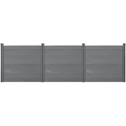 Helloshop26 - 2er-Set 24 WPC WPC-Holzverbundwerkstoff Sichtschutz-Gartenzaun mit 4 Pfosten 165x466cm grau