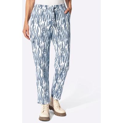 Sweathose INSPIRATIONEN, Damen, Gr. 40, Normalgrößen, blau (rauchblau, taubenblau, gemustert), 50% Baumwolle, 50% Polyester, gemustert, Hosen Sweathose