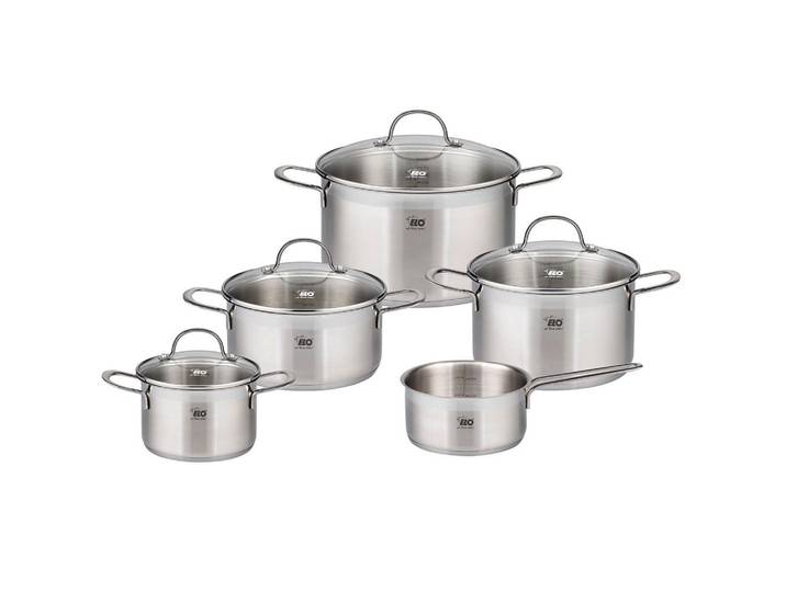Kochtopfset 5-teilig Edelstahl mit Deckel