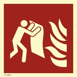 Feuerlöschdecke ISO 7010, Kunststoff, langnachleuchtend, 160-mcd, 200x200 mm