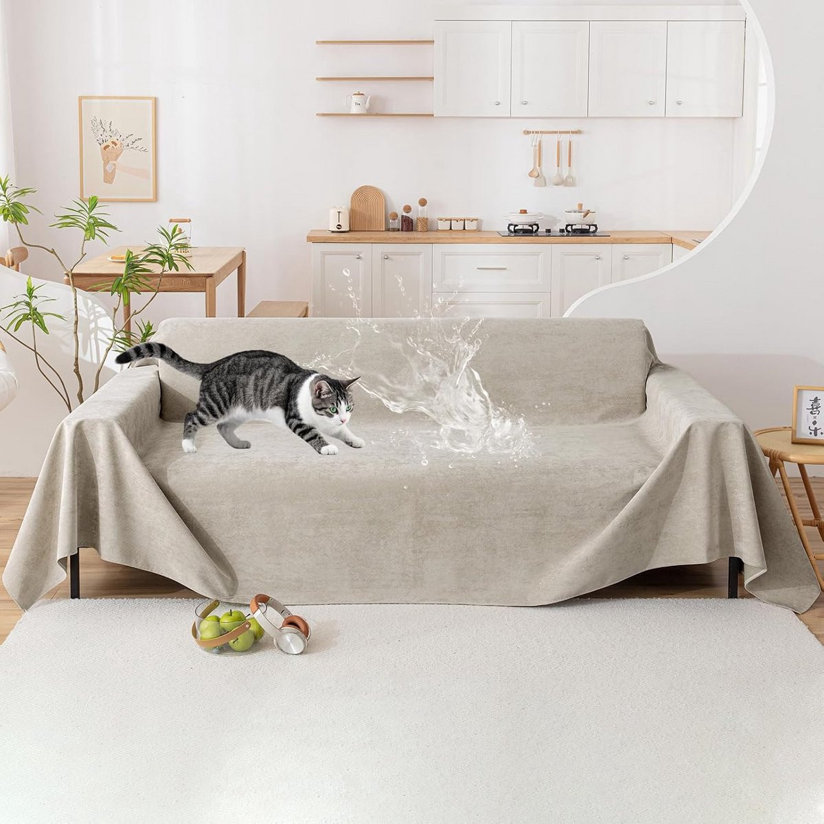 Waterdichte hoekbank hoes - Anti-krab en antislip bankbeschermer - Wasbaar