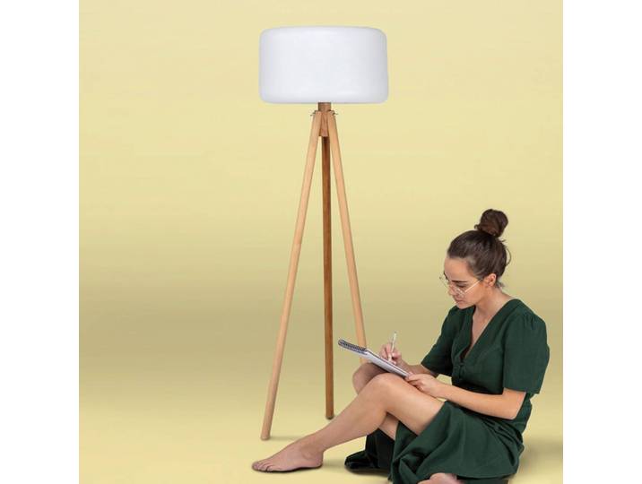 Newgarden Chloe LED-Stehleuchte Solar + Akku Chloe, dimmbar, Holz hell, Holz, Solarleuchten