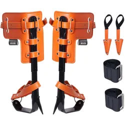 VEVOR Baumkletterspikes, 1 Paar Klettersporne aus legiertem Stahl, 350 lbs Tragkraft, Baumkletterausrüstung mit Gurten und Spike-Schutz, Baumpflegeausrüstung für Kletterer, Jagen, Obstpflücken, Orange