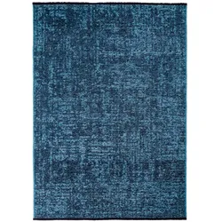 Teppich Kurzflor Uni Modern Waschbar Esszimmer Flur OEKO-TEX Blau 120x170 cm Schadstoffgeprüft Gekettelt – TITLIS von Kadima Design