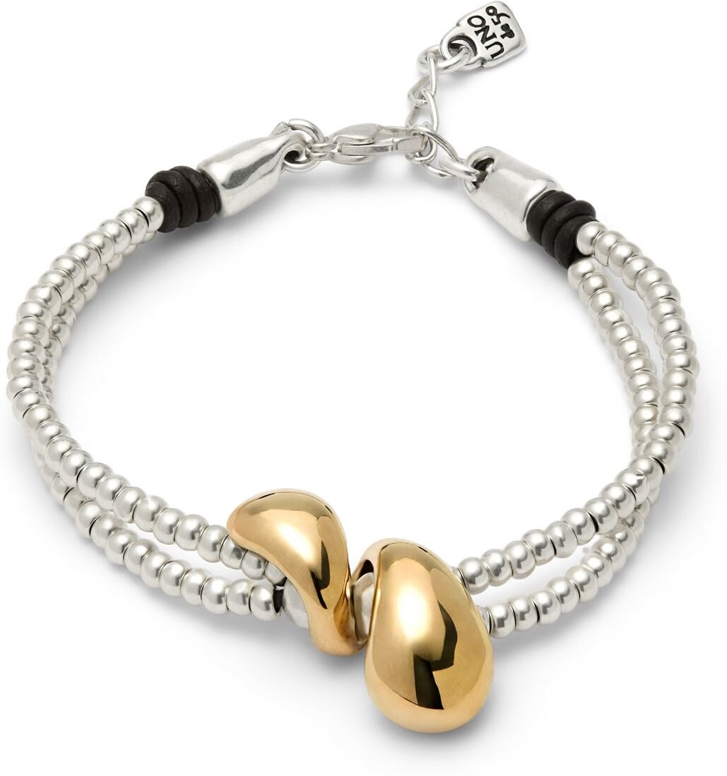 UNOde50 Pulsera doble bañada en plata con dos gotas en oro Dorado M