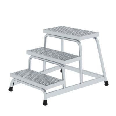Munk Arbeitspodest, Aluminium, verschweißte Rohrkonstruktion, Stufen R 13, Trittfläche 550 x 300 mm, max. 150 kg, 3 Stufen