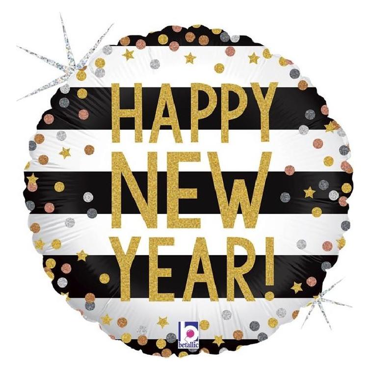 Karaloon Folienballon Happy New Year Confetti 46 cm (F36918GH-P)