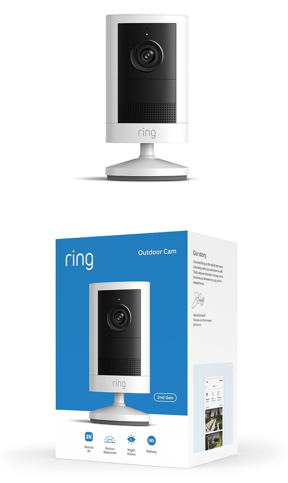Ring Outdoor Camera 2K met batterij, wit