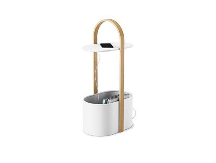 Umbra Bellwood Bijzettafel met opbergruimte en kabelbeheer, Wit/naturel