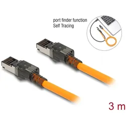 Delock RJ45 Netzwerkkabel mit USB Type-C™ Portfinder Funktion Self Tracing Cat.6A S/FTP 3 m orange