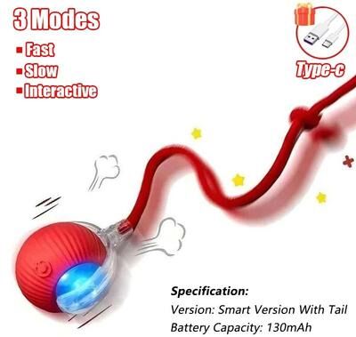 Uplifted Finds Smart Electric Interactive Mouse Imitation Rolling Ball Pet Toy red