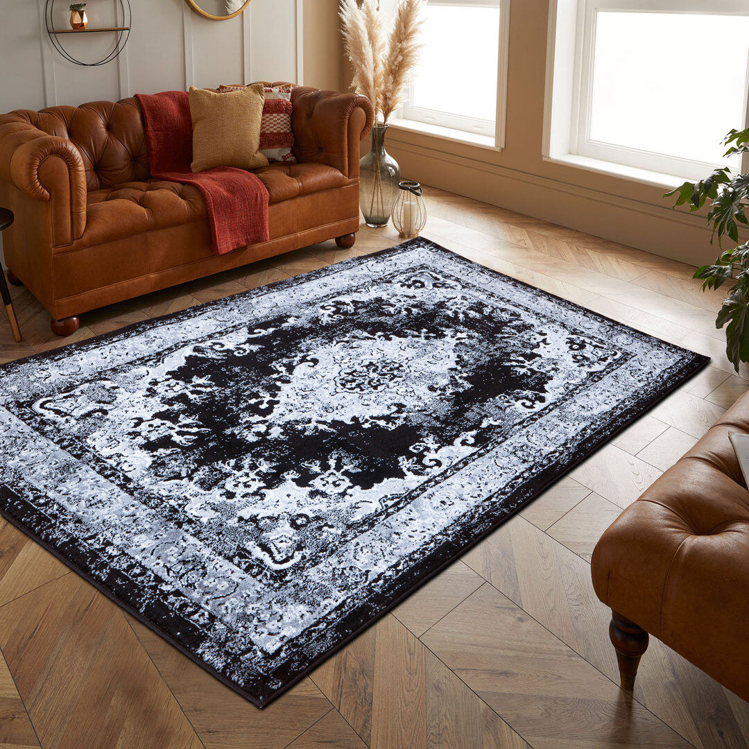 Rio Ajani Rectangle Oriental Hand Woven Dhurrie Washable Area Rug Black/Grey Rectangle 200 x 290cm