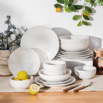MALACASA LYDIA Embossed Stoneware 16-Piece Dinnerware Set