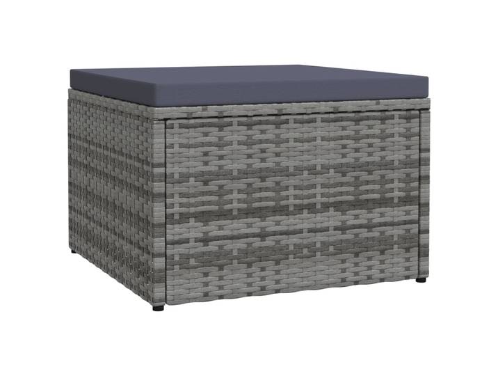 vidaXL Outdoor-Fußhocker mit Kissen Grau Polyrattan