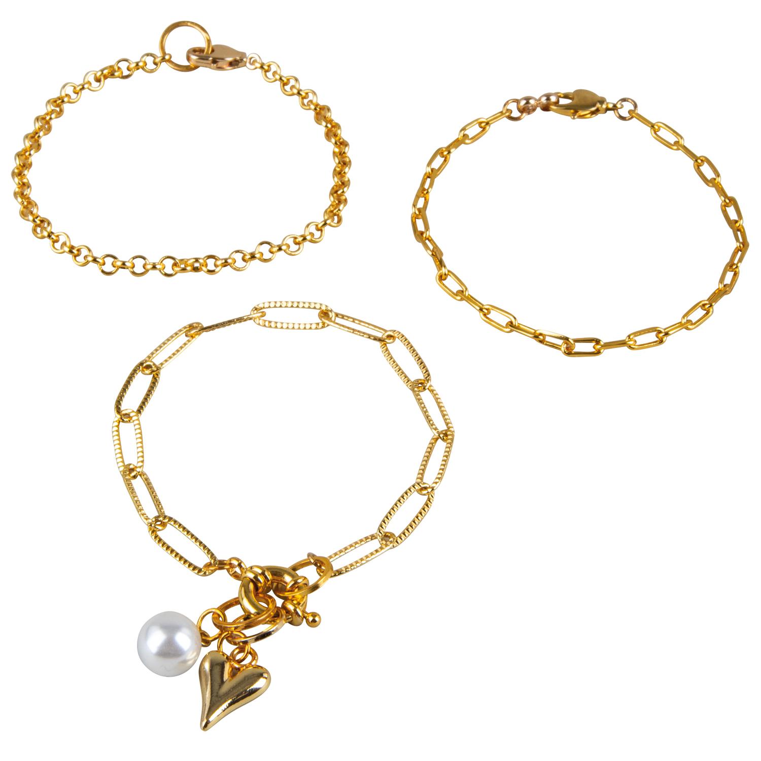 Bastelpackung 3 Armbänder oder 1 Kette, gold