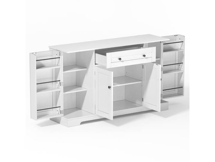 Buffet de cuisine en mdf avec rangement blanc 138 cm