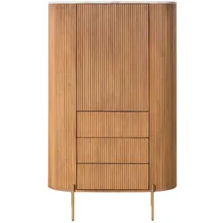 Highboard Mango 100x45x160 natur lackiert / Marmor weiß BARCELONA #542