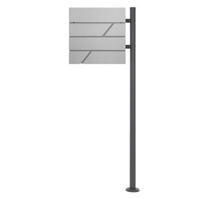 ML-Design ECD Germany Standbriefkasten Anthrazit Edelstahl mit Zeitungsfach, Postkasten Hellgrau pulverbeschichtet, freistehend