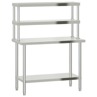 Helloshop26 - Professioneller Küchenarbeitstisch mit Ablage 110 x 55 x 150 cm Edelstahl